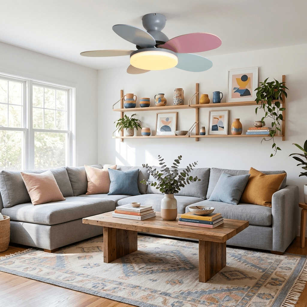 Petal Blade Ceiling Fan with Remote Control and Integrated LED Light