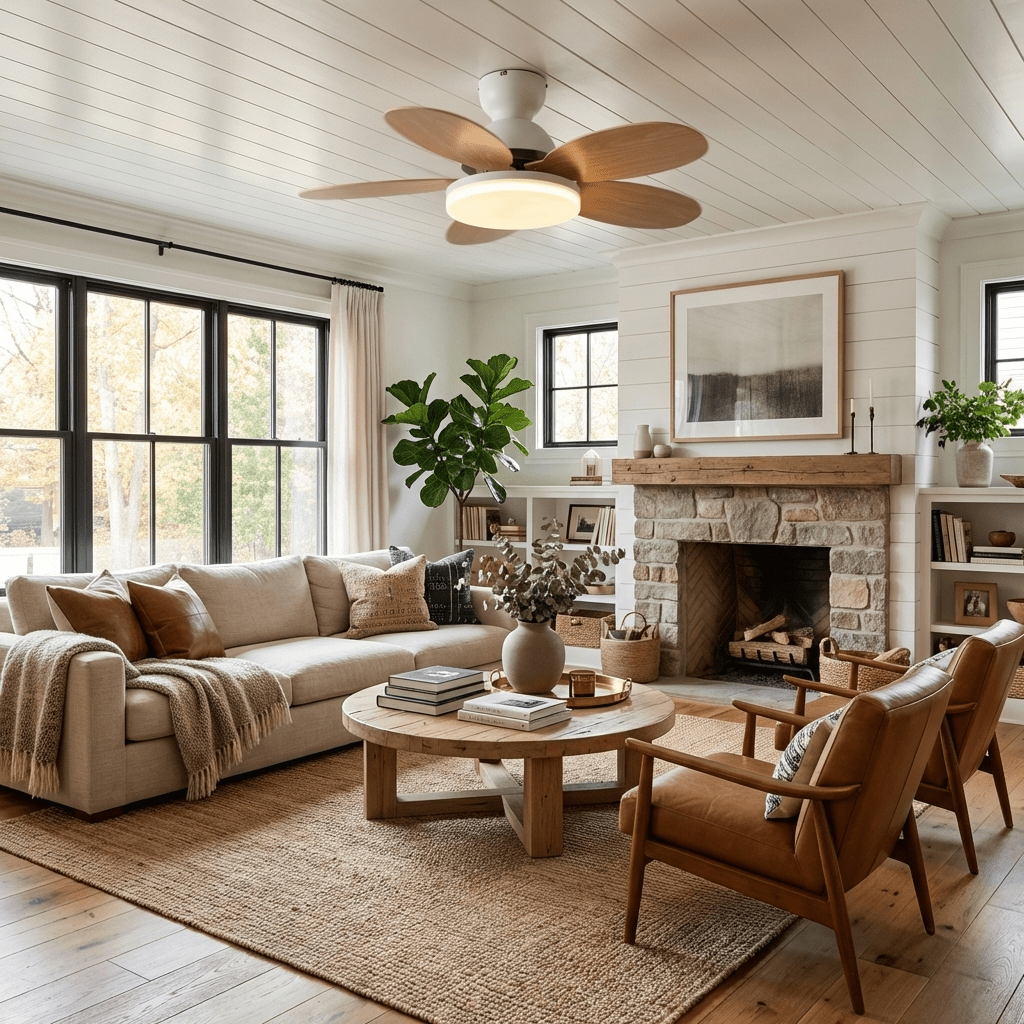 Petal Blade Ceiling Fan with Remote Control and Integrated LED Light