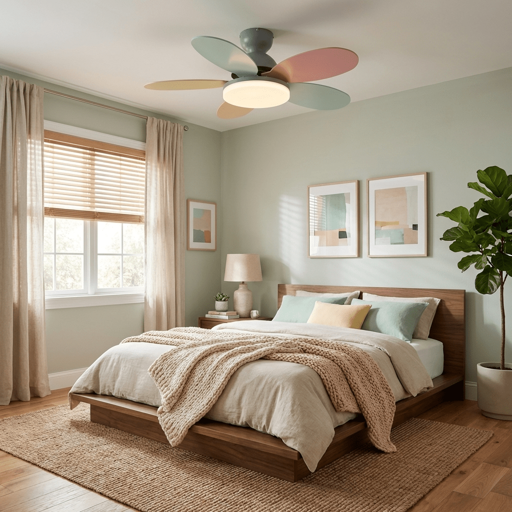 Petal Blade Ceiling Fan with Remote Control and Integrated LED Light