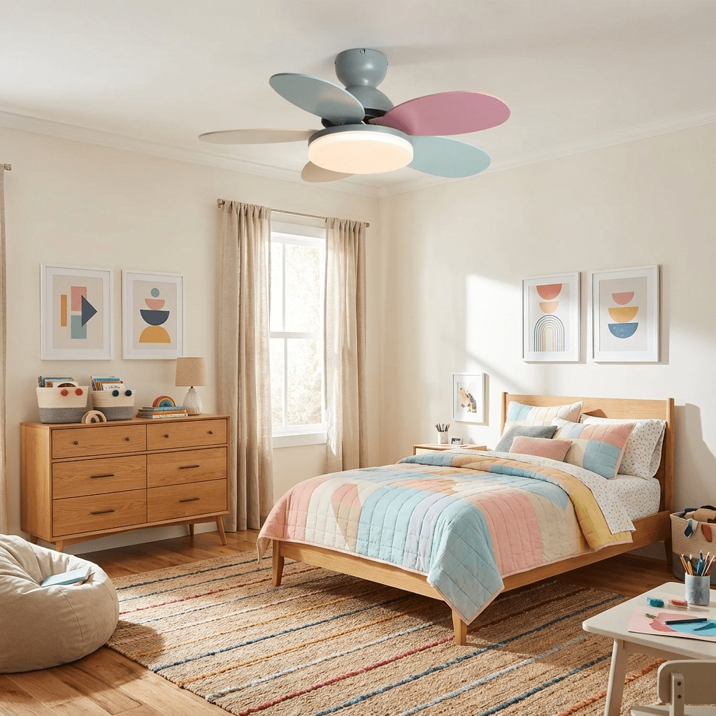 Petal Blade Ceiling Fan with Remote Control and Integrated LED Light