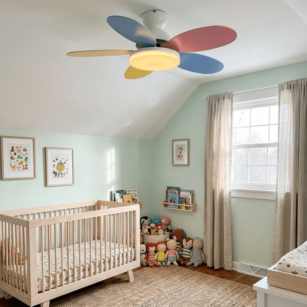 Petal Blade Ceiling Fan with Remote Control and Integrated LED Light