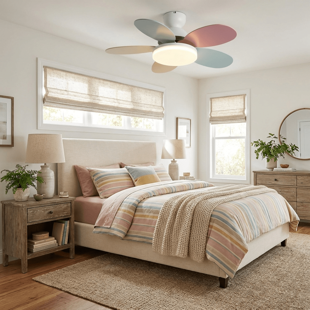 Petal Blade Ceiling Fan with Remote Control and Integrated LED Light