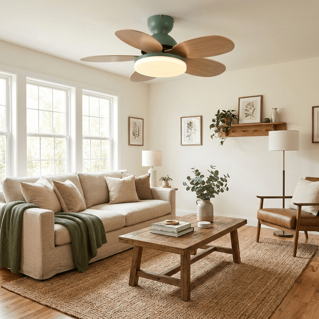 Petal Blade Ceiling Fan with Remote Control and Integrated LED Light