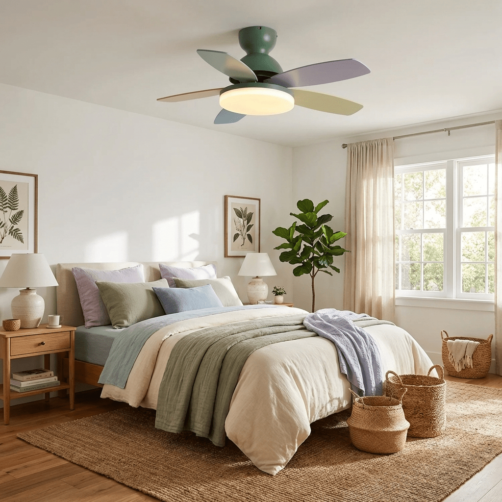 Petal Blade Ceiling Fan with Remote Control and Integrated LED Light