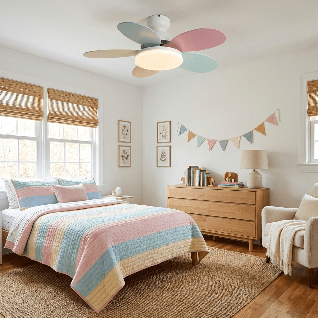 Petal Blade Ceiling Fan with Remote Control and Integrated LED Light