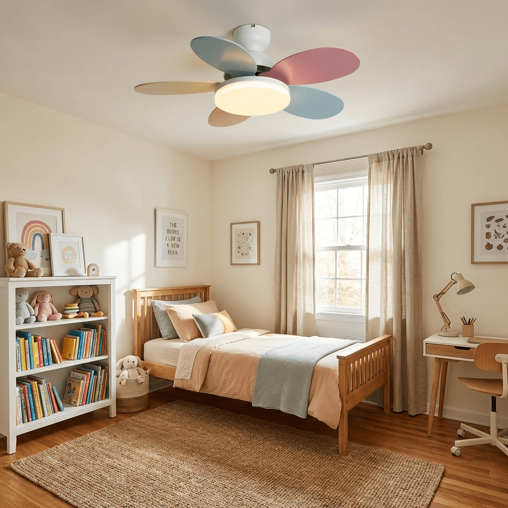 Petal Blade Ceiling Fan with Remote Control and Integrated LED Light