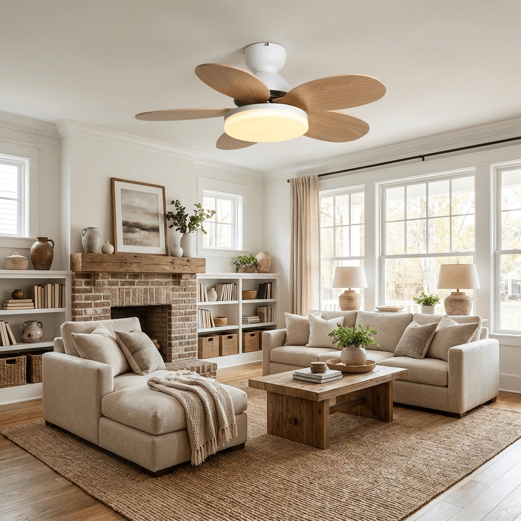 Petal Blade Ceiling Fan with Remote Control and Integrated LED Light