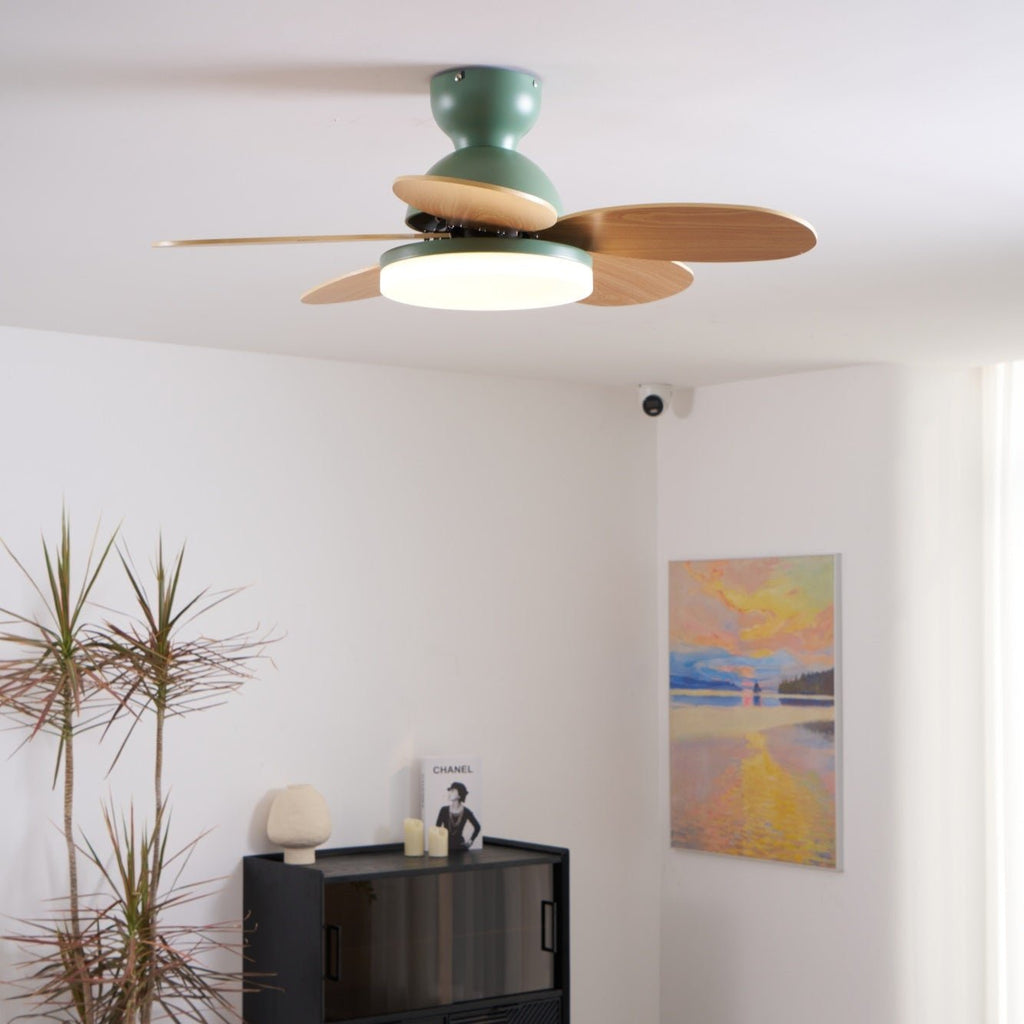 Petal Blade Ceiling Fan with Remote Control and Integrated LED Light