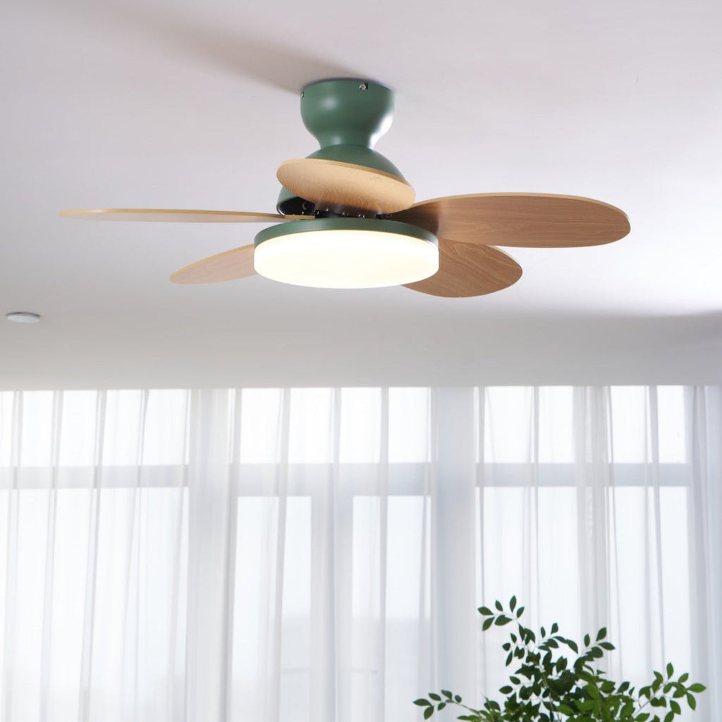 Petal Blade Ceiling Fan with Remote Control and Integrated LED Light