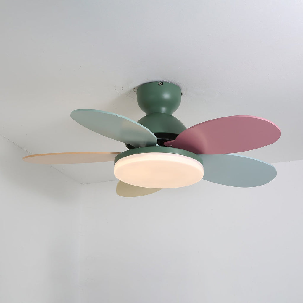 Petal Blade Ceiling Fan with Remote Control and Integrated LED Light