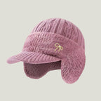 Winter Trapper Hat with Ear Flaps Knit Beanie Cap with Visor Fleece Lined Warm Cold Weather Hat for Men and Women