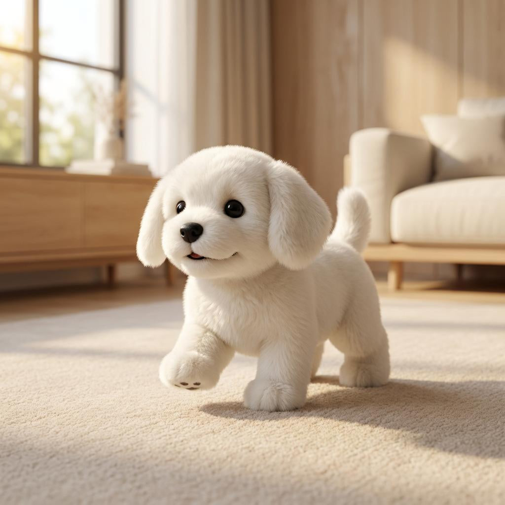 Interactive Plush Puppy Toy Walking Barking Electronic Dog with Tail Wagging and Nodding Head Battery Operated Stuffed Animal for Kids
