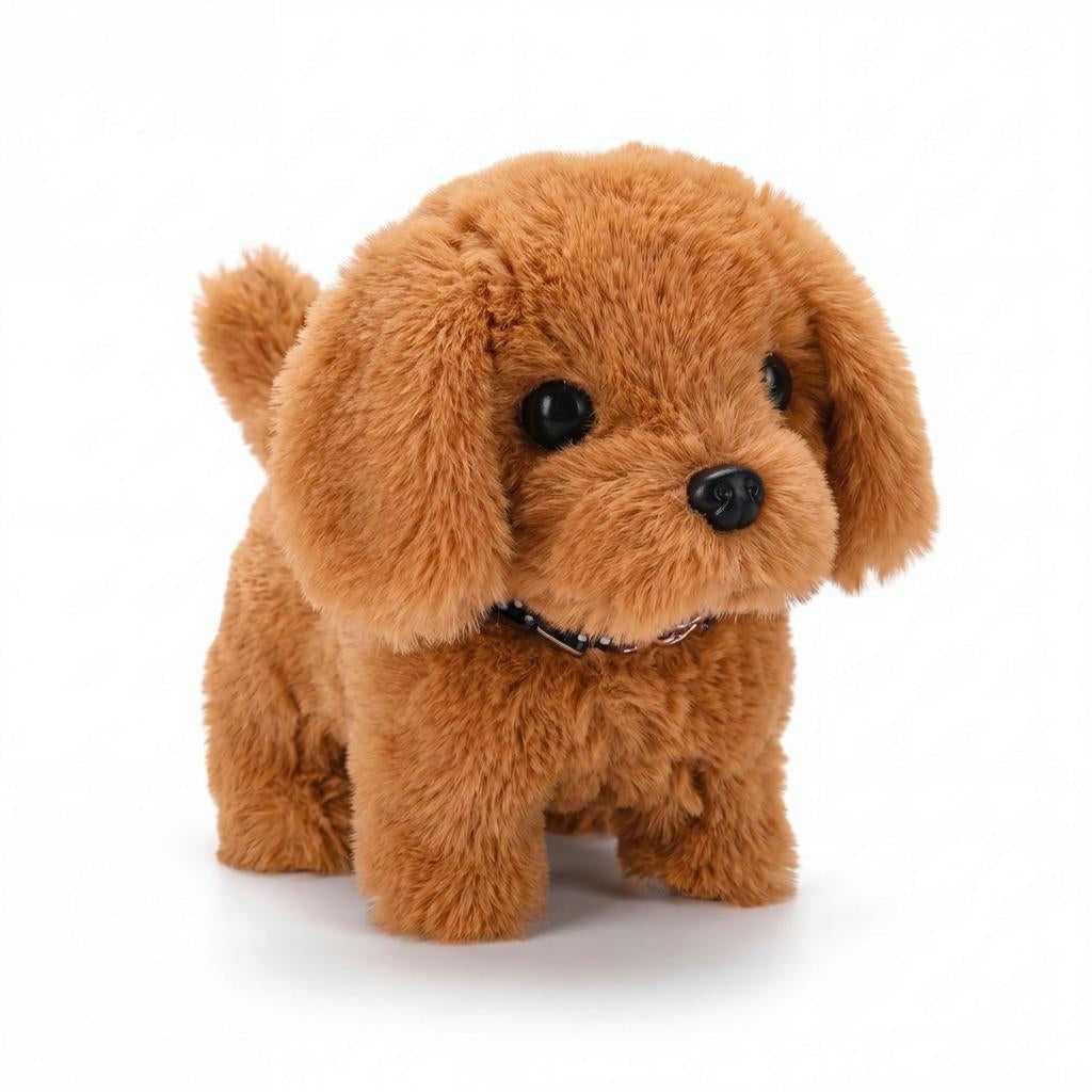 Interactive Plush Puppy Toy Walking Barking Electronic Dog with Tail Wagging and Nodding Head Battery Operated Stuffed Animal for Kids