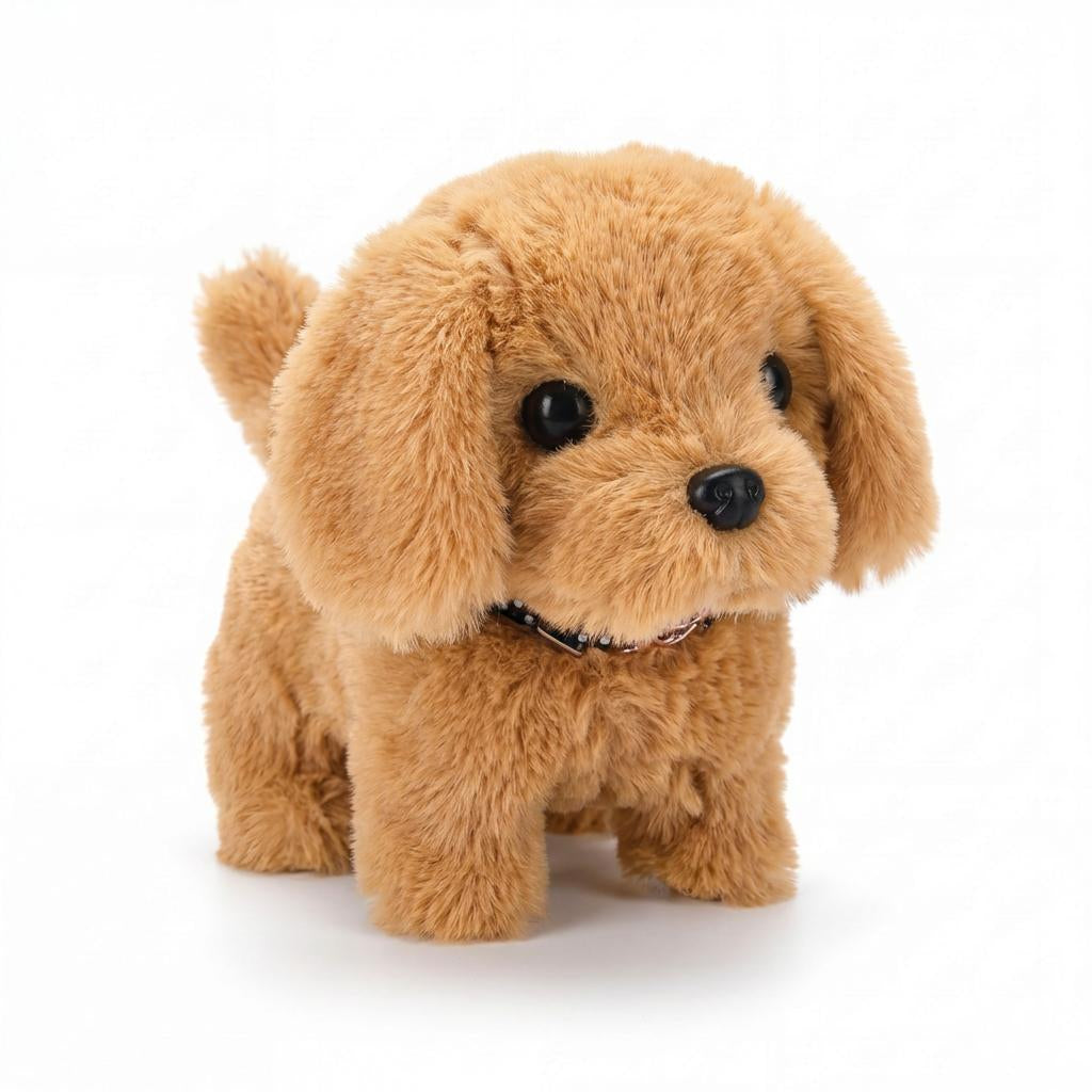 Interactive Plush Puppy Toy Walking Barking Electronic Dog with Tail Wagging and Nodding Head Battery Operated Stuffed Animal for Kids