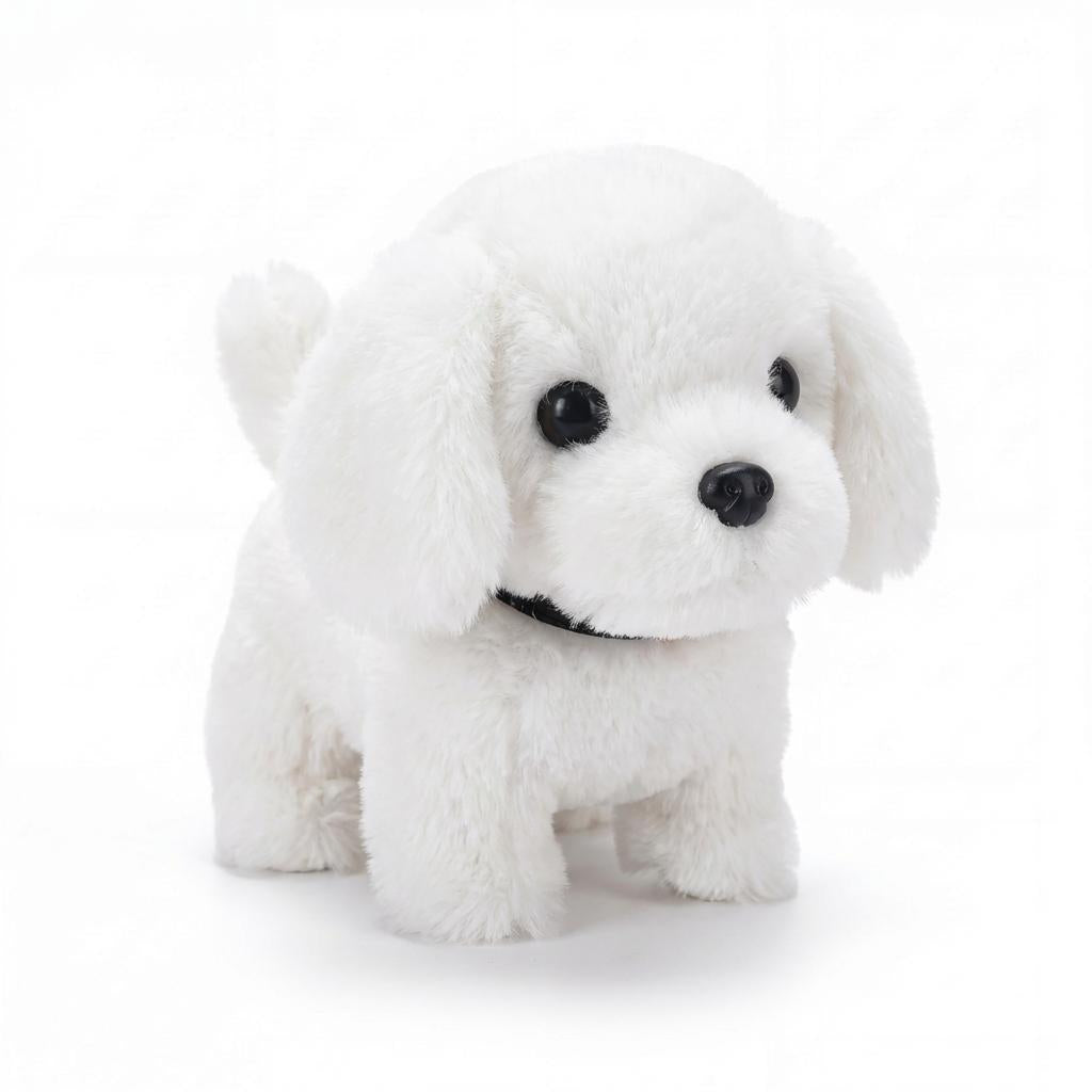 Interactive Plush Puppy Toy Walking Barking Electronic Dog with Tail Wagging and Nodding Head Battery Operated Stuffed Animal for Kids