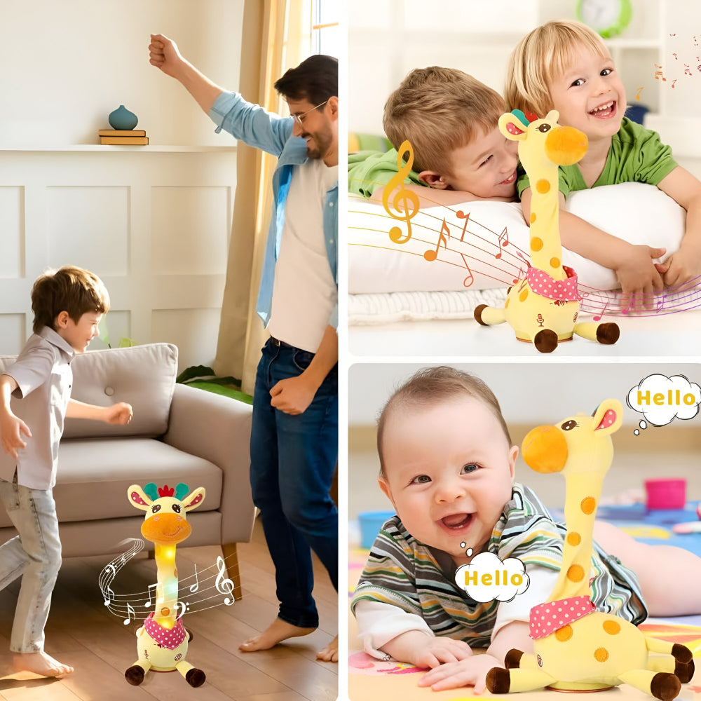 Interactive Singing Giraffe Plush Toy Talking Musical Stuffed Animal with Nursery Rhymes and Voice Repeat for Toddlers