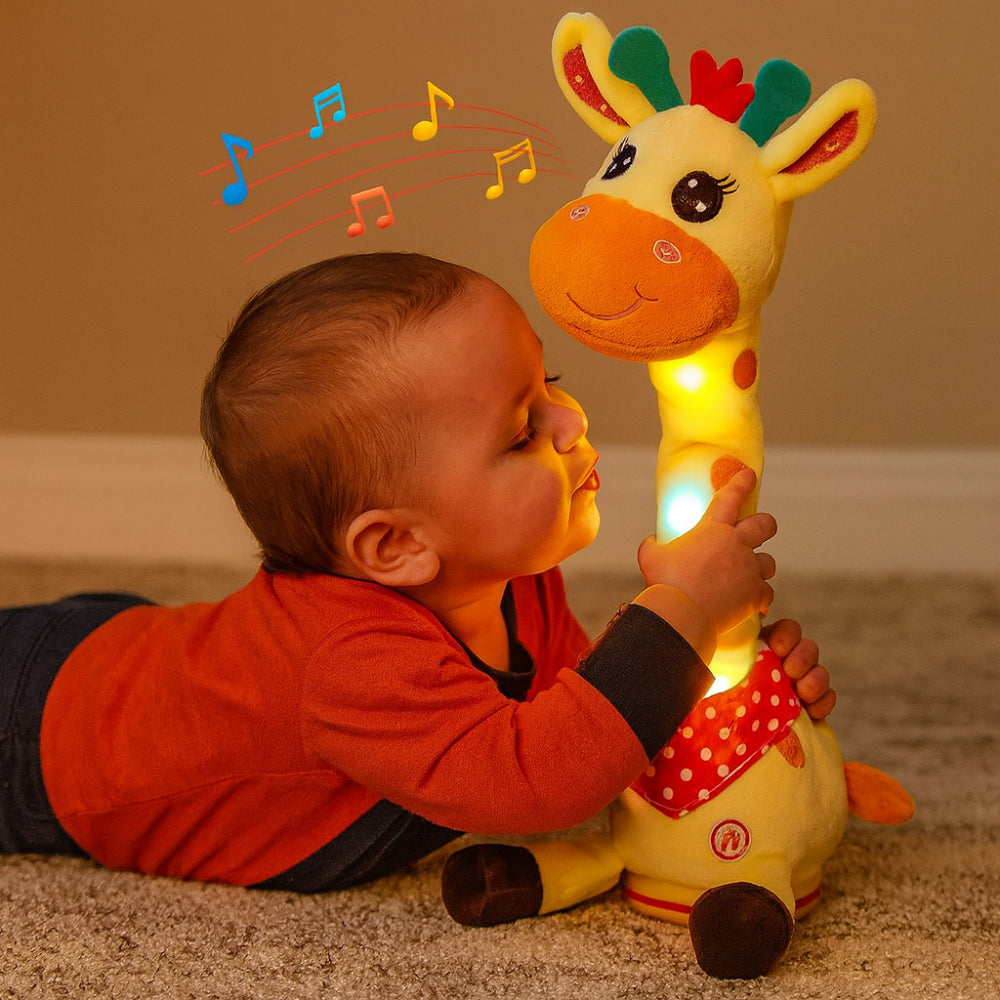 Interactive Singing Giraffe Plush Toy Talking Musical Stuffed Animal with Nursery Rhymes and Voice Repeat for Toddlers