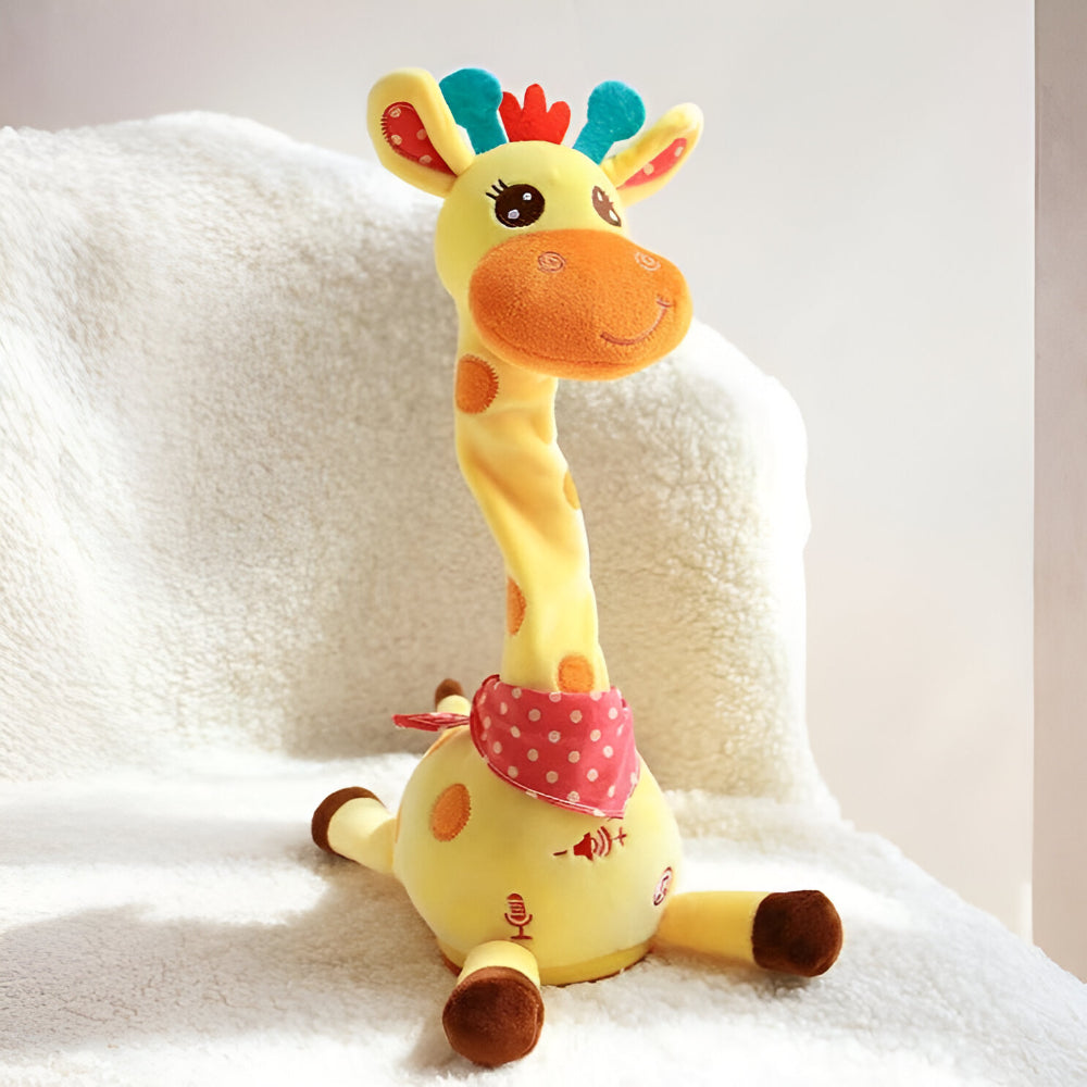 Interactive Singing Giraffe Plush Toy Talking Musical Stuffed Animal with Nursery Rhymes and Voice Repeat for Toddlers