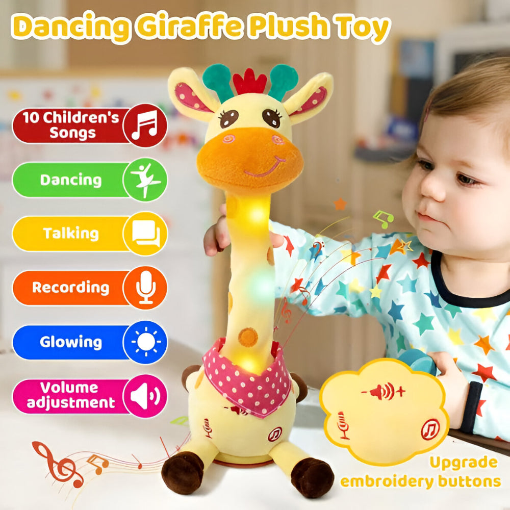 Interactive Singing Giraffe Plush Toy Talking Musical Stuffed Animal with Nursery Rhymes and Voice Repeat for Toddlers