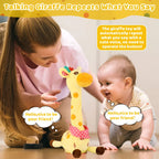 Interactive Singing Giraffe Plush Toy Talking Musical Stuffed Animal with Nursery Rhymes and Voice Repeat for Toddlers