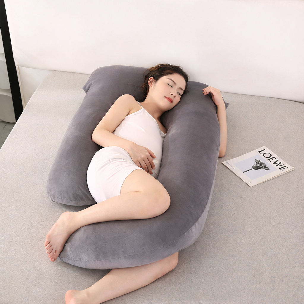 U Shaped Pregnancy Pillow Full Body Maternity Pillow with Removable Washable Cover for Side Sleeping and Nursing