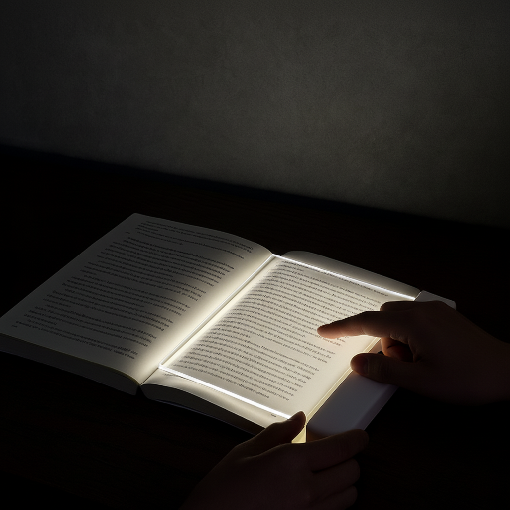 LED Book Light Ultra Thin Rechargeable Reading Lamp Flat Panel Night Light with Adjustable Brightness and Timer