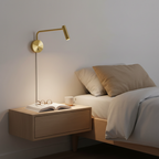 Adjustable Plug-In Reading Wall Sconce with Swing Arm Spotlight