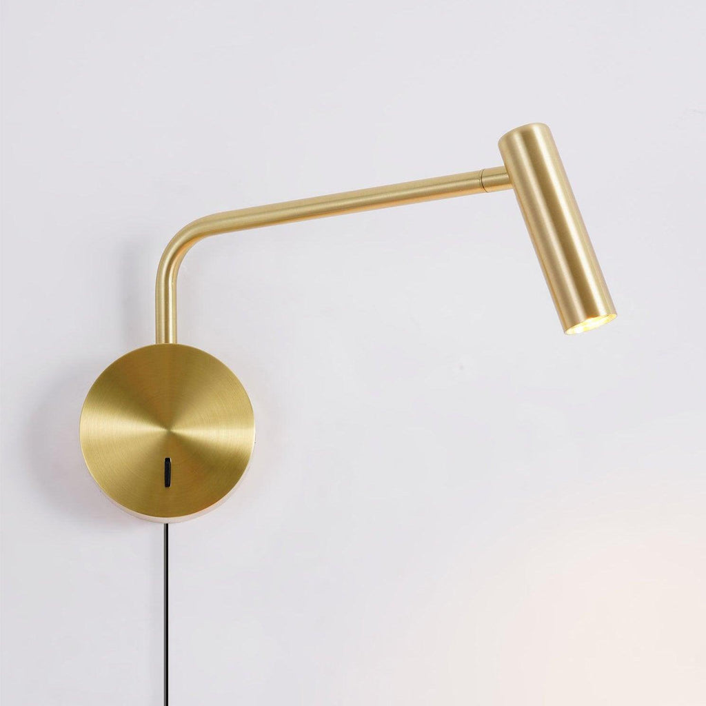 Adjustable Plug-In Reading Wall Sconce with Swing Arm Spotlight