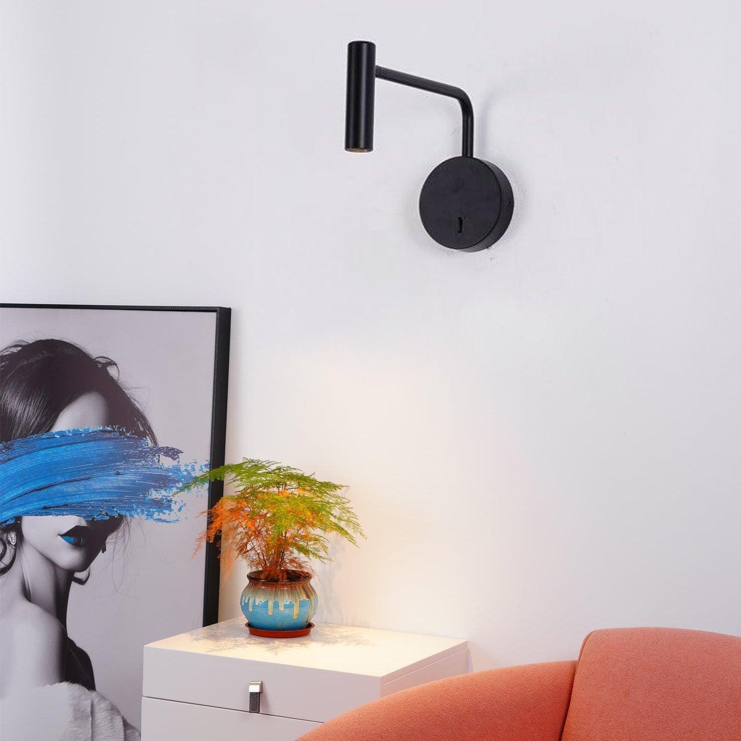 Adjustable Plug-In Reading Wall Sconce with Swing Arm Spotlight