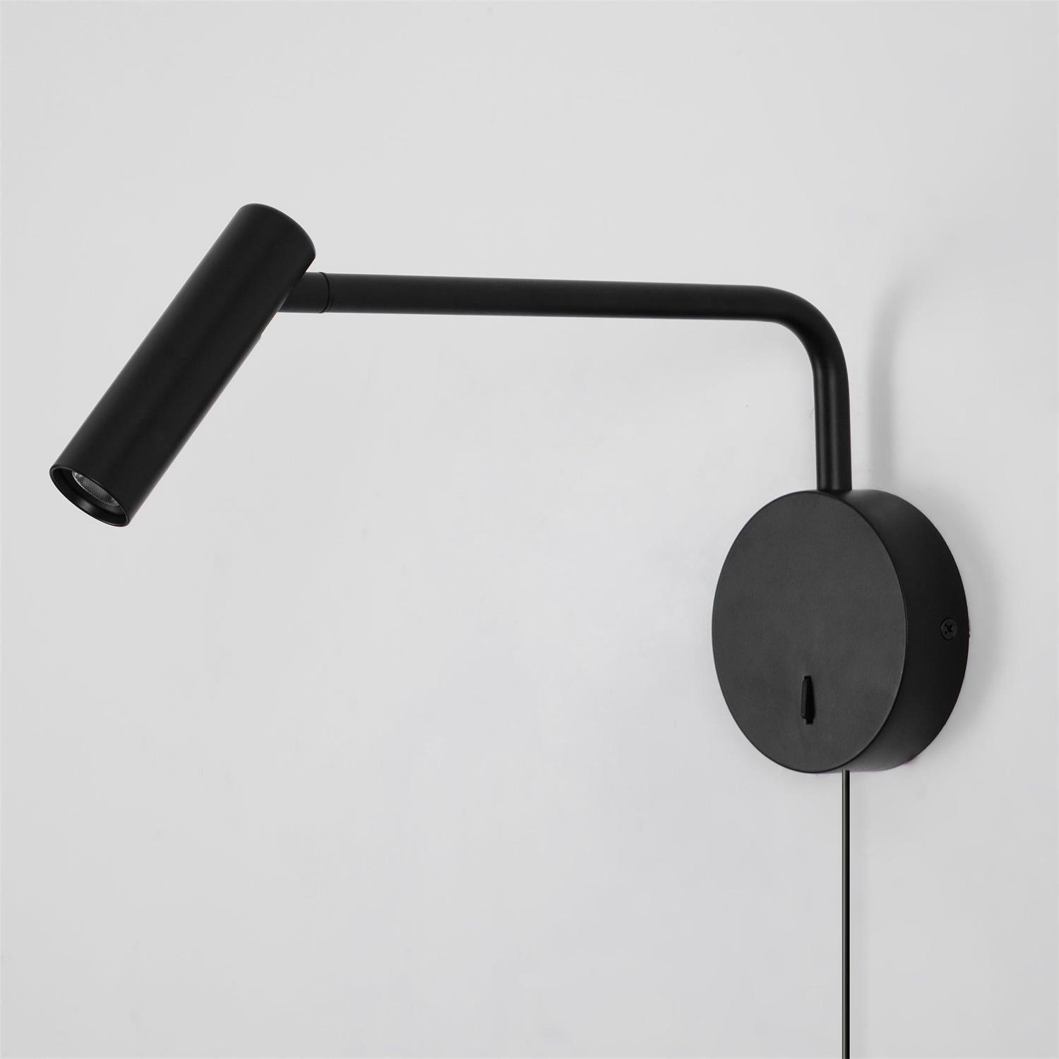 Adjustable Plug-In Reading Wall Sconce with Swing Arm Spotlight
