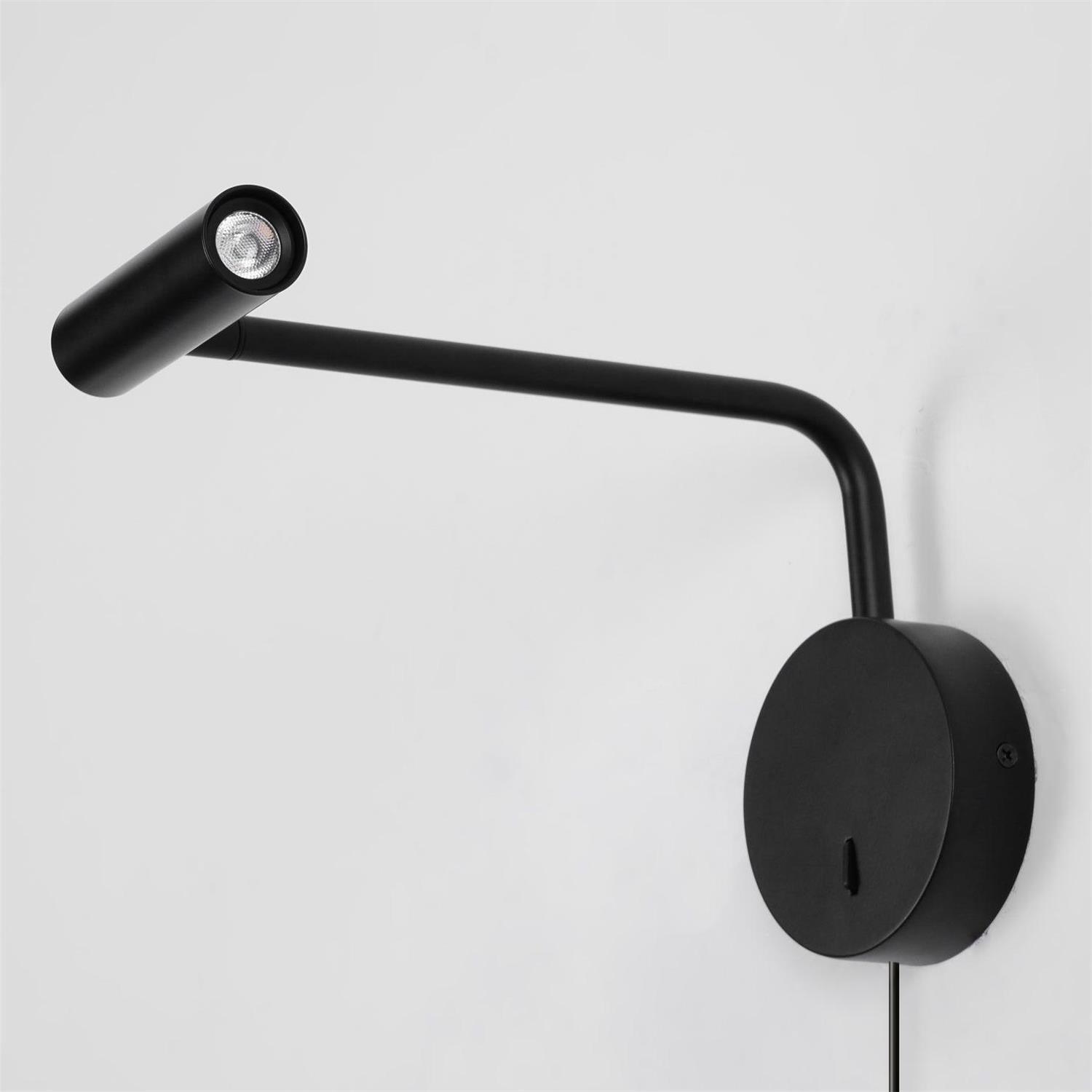 Adjustable Plug-In Reading Wall Sconce with Swing Arm Spotlight