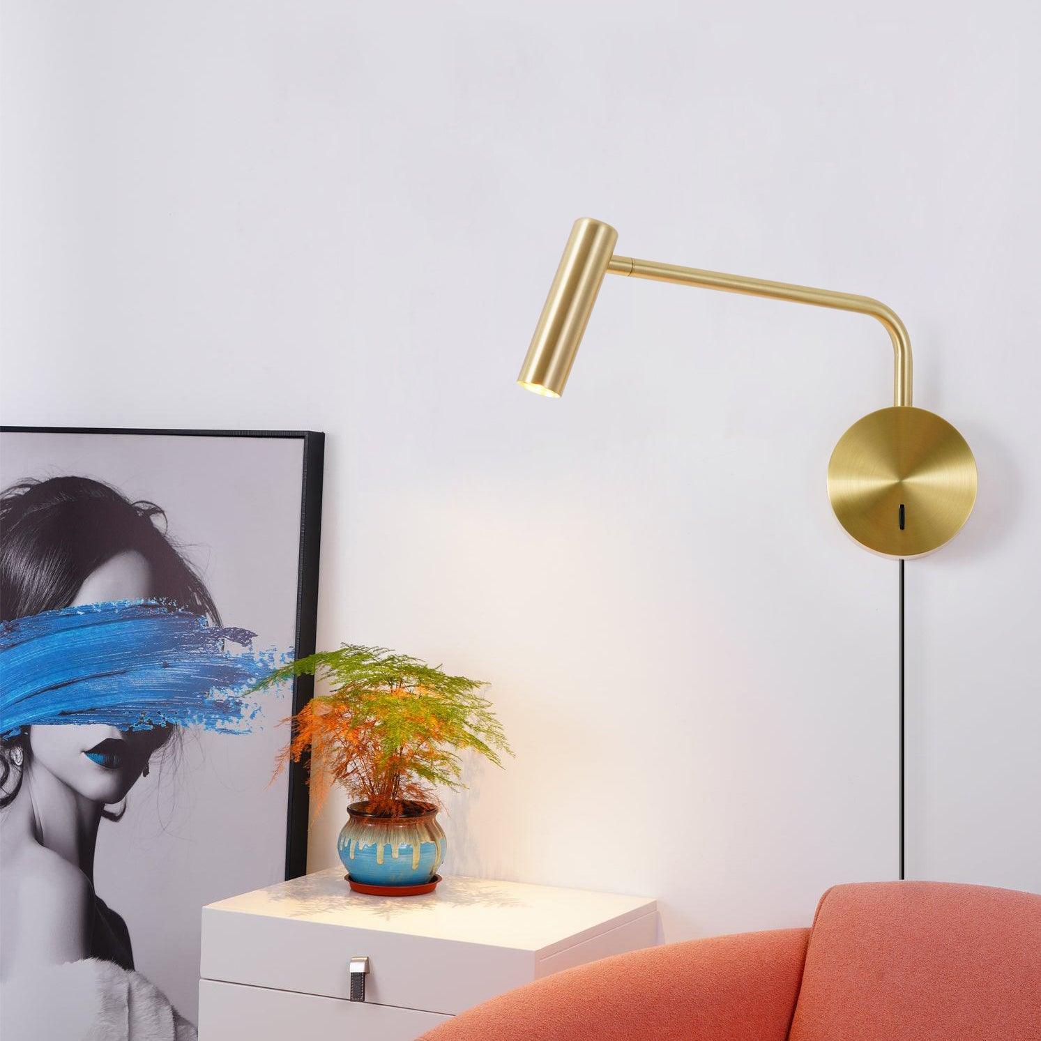 Adjustable Plug-In Reading Wall Sconce with Swing Arm Spotlight