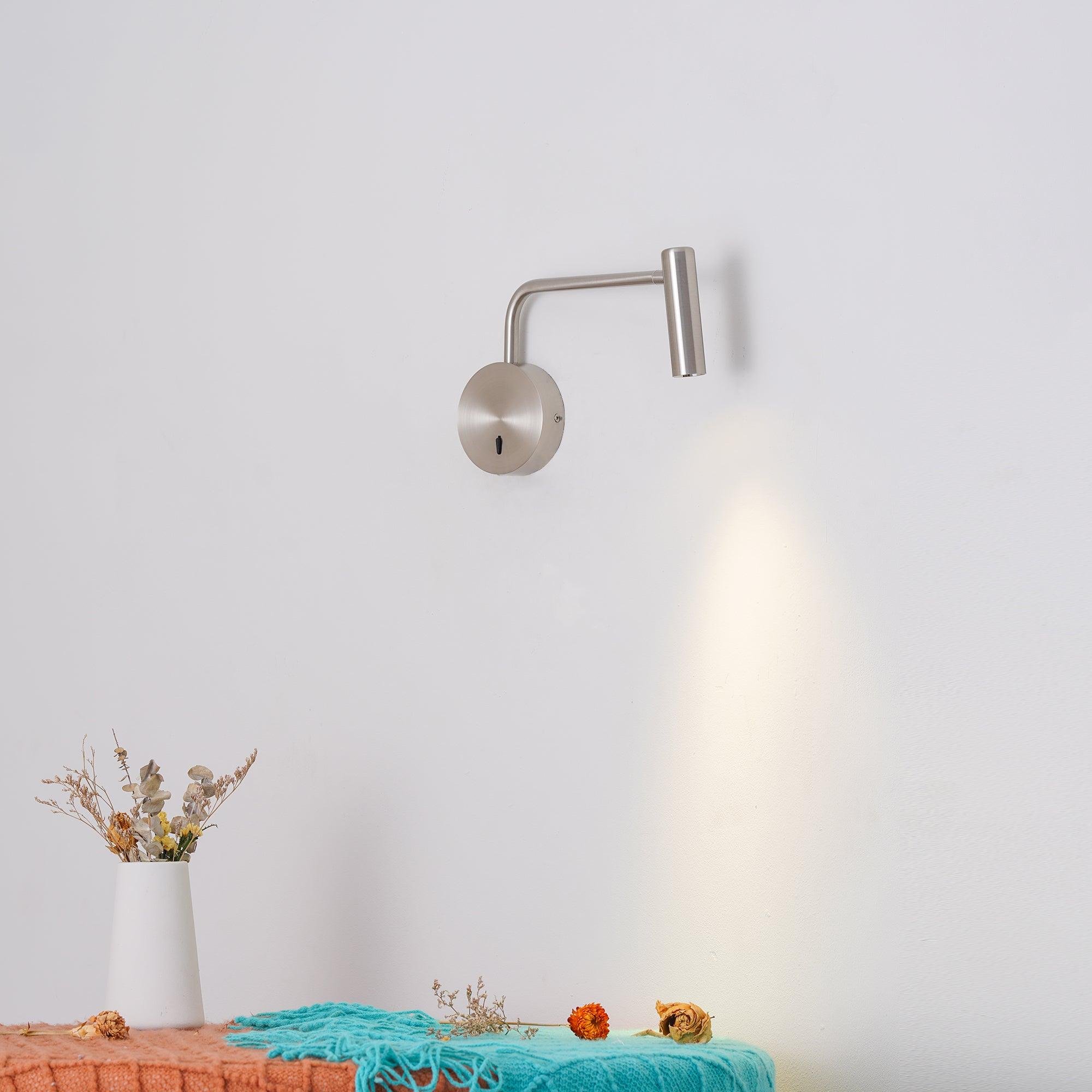 Adjustable Plug-In Reading Wall Sconce with Swing Arm Spotlight