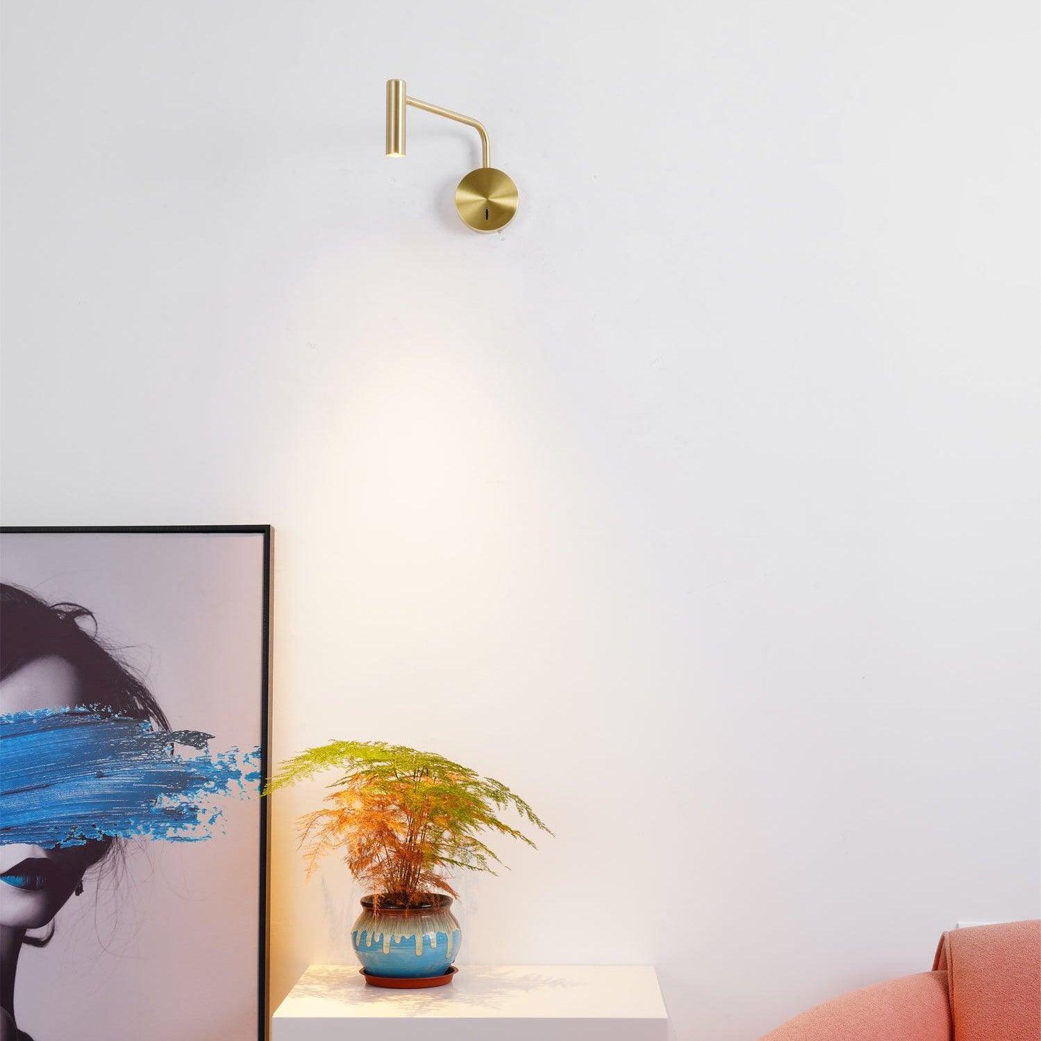 Adjustable Plug-In Reading Wall Sconce with Swing Arm Spotlight