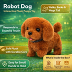 Interactive Robot Puppy Plush Toy Walking Barking Sitting Electronic Dog with Tail Wagging Sound and Touch Activated for Kids