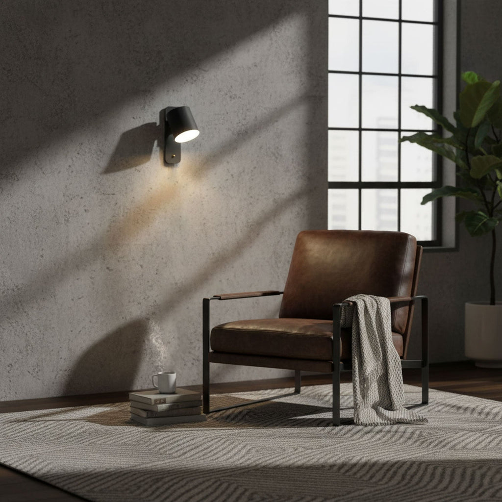 Rotatable Cylinder Wall Sconce with Adjustable Spotlight Head