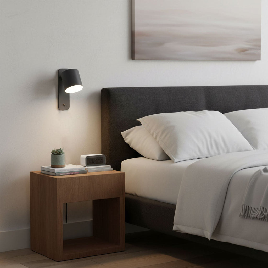 Rotatable Cylinder Wall Sconce with Adjustable Spotlight Head