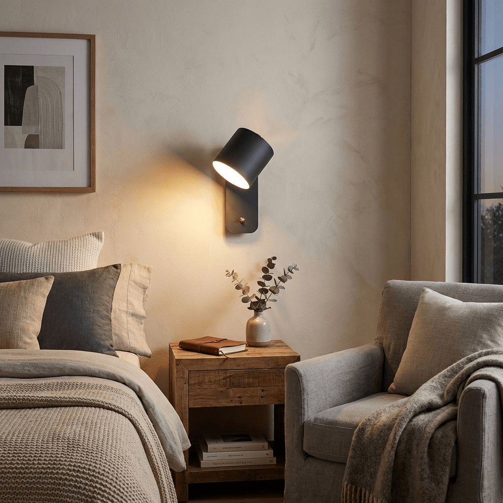Rotatable Cylinder Wall Sconce with Adjustable Spotlight Head
