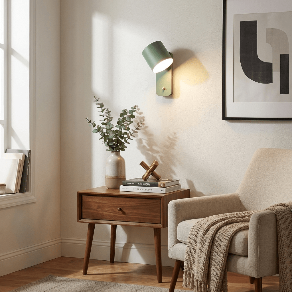 Rotatable Cylinder Wall Sconce with Adjustable Spotlight Head