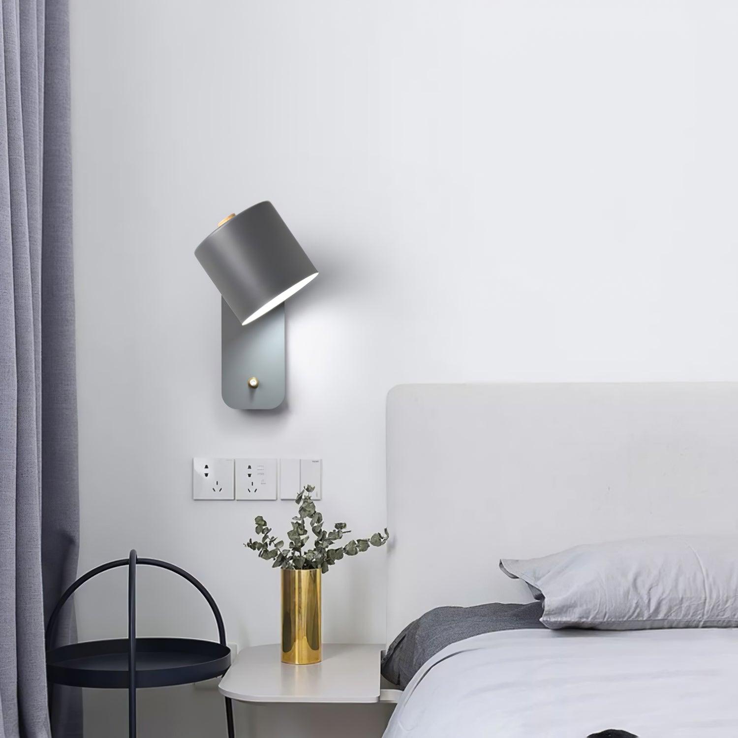 Rotatable Cylinder Wall Sconce with Adjustable Spotlight Head