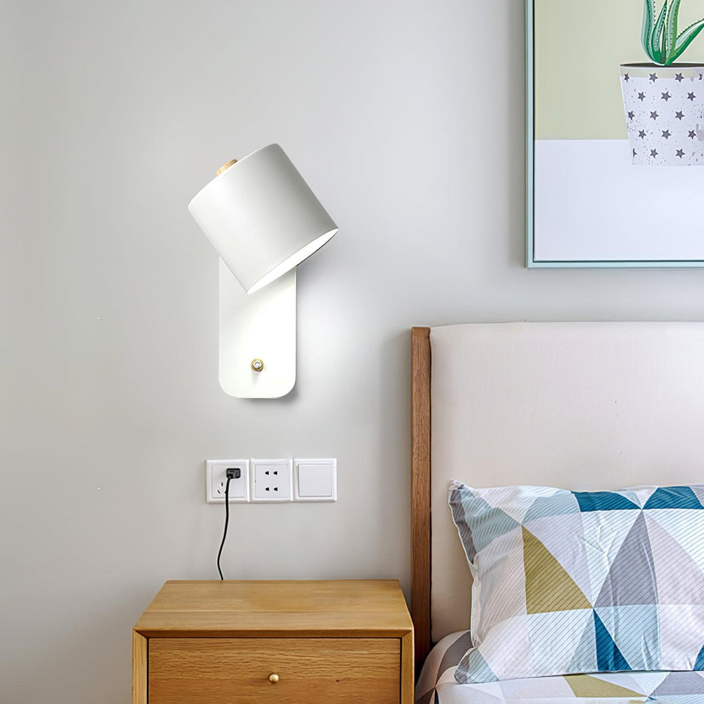 Rotatable Cylinder Wall Sconce with Adjustable Spotlight Head