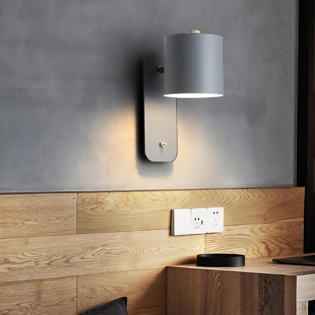 Rotatable Cylinder Wall Sconce with Adjustable Spotlight Head