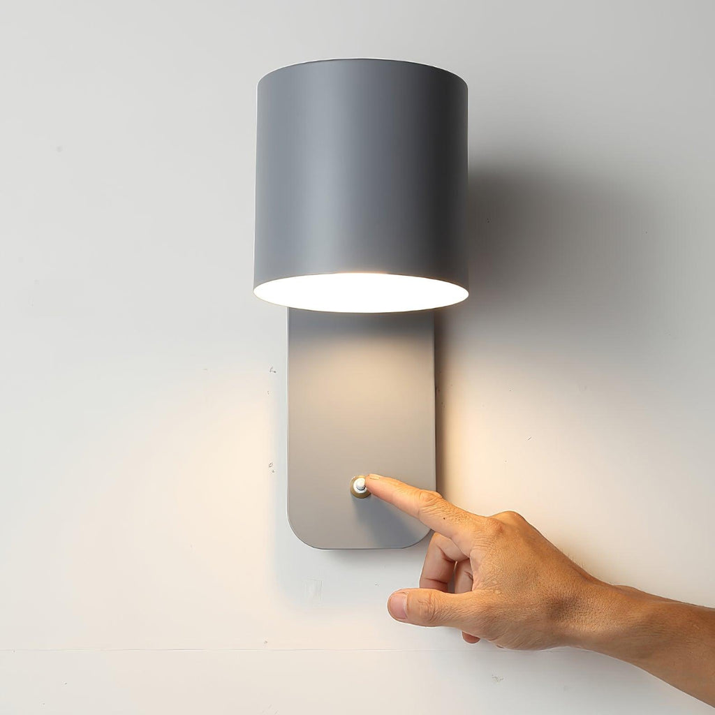 Rotatable Cylinder Wall Sconce with Adjustable Spotlight Head