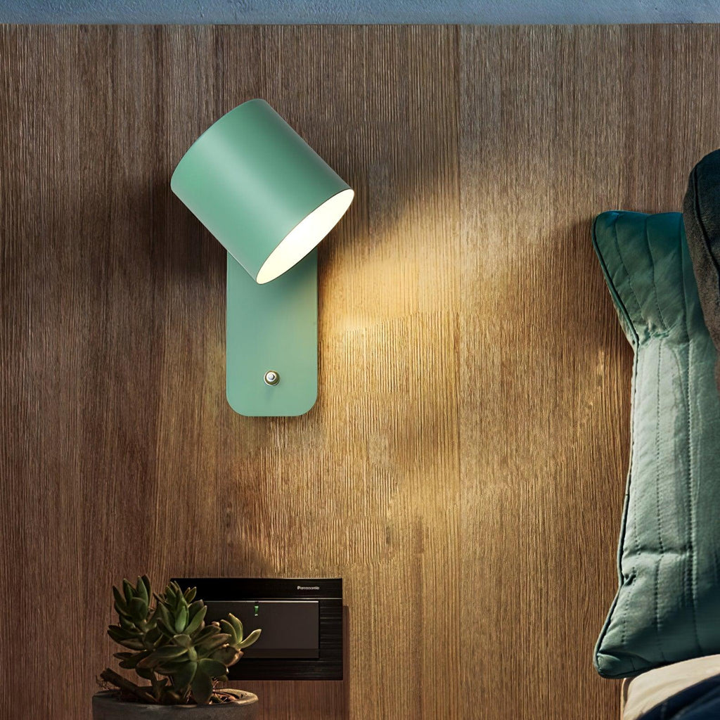 Rotatable Cylinder Wall Sconce with Adjustable Spotlight Head