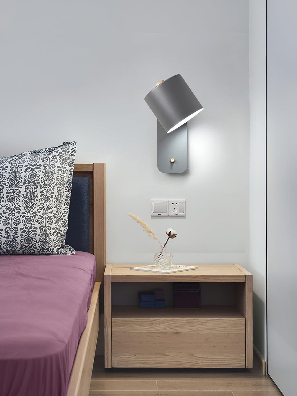 Rotatable Cylinder Wall Sconce with Adjustable Spotlight Head
