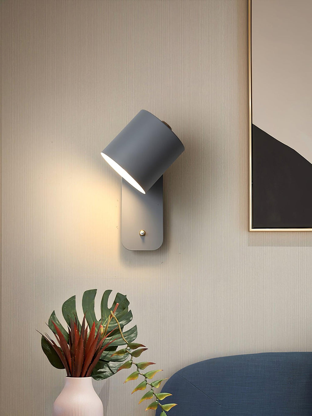 Rotatable Cylinder Wall Sconce with Adjustable Spotlight Head