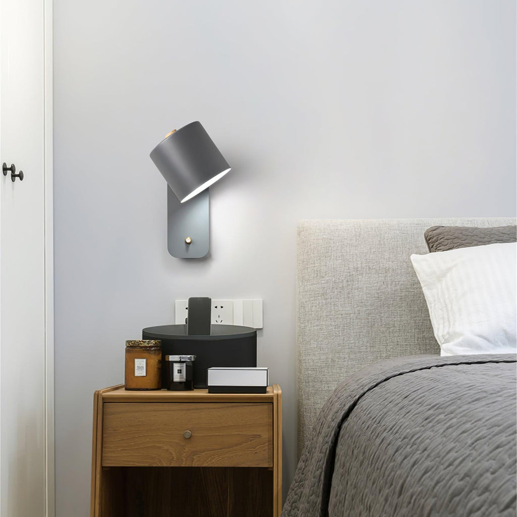 Rotatable Cylinder Wall Sconce with Adjustable Spotlight Head