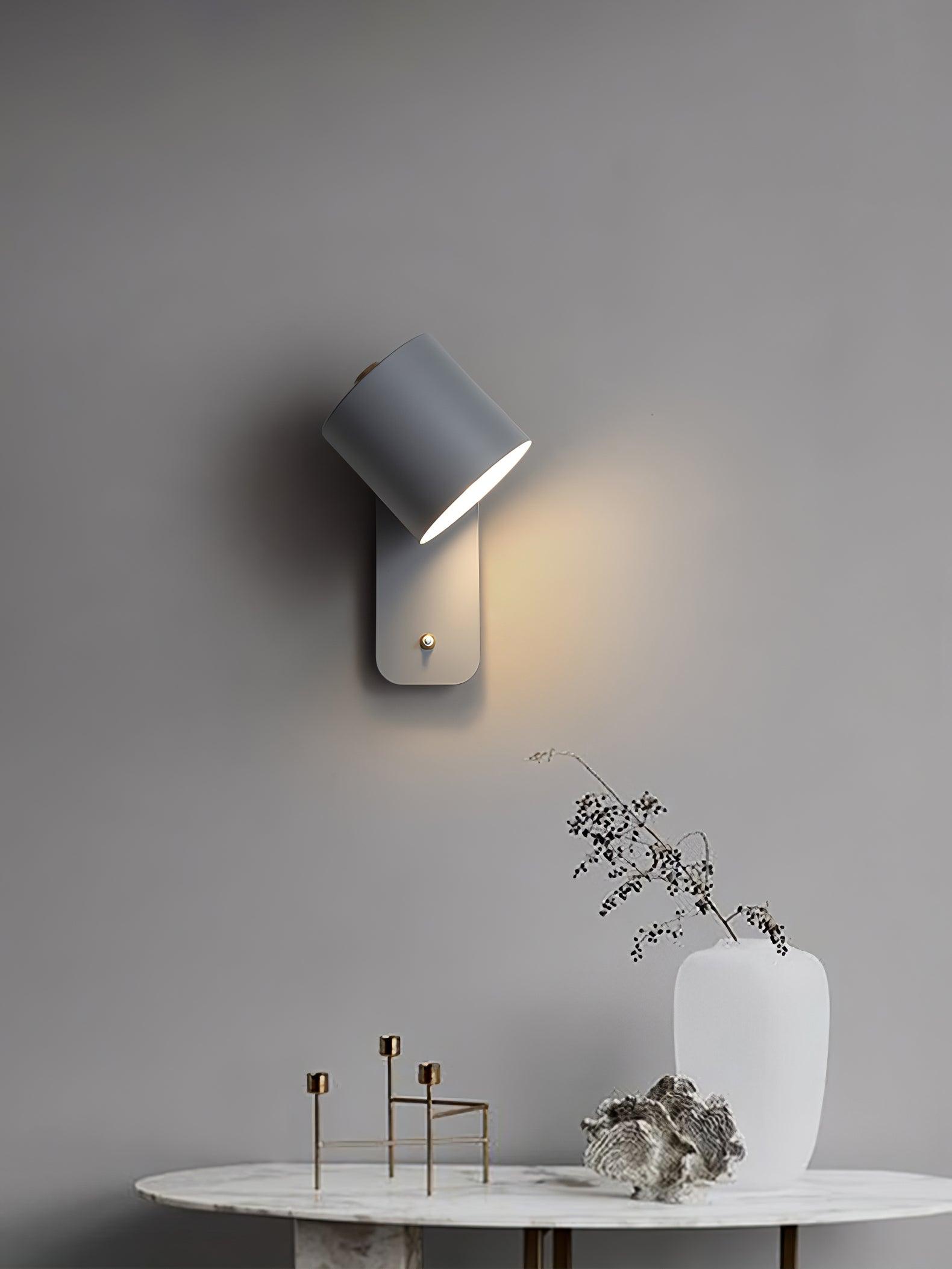 Rotatable Cylinder Wall Sconce with Adjustable Spotlight Head