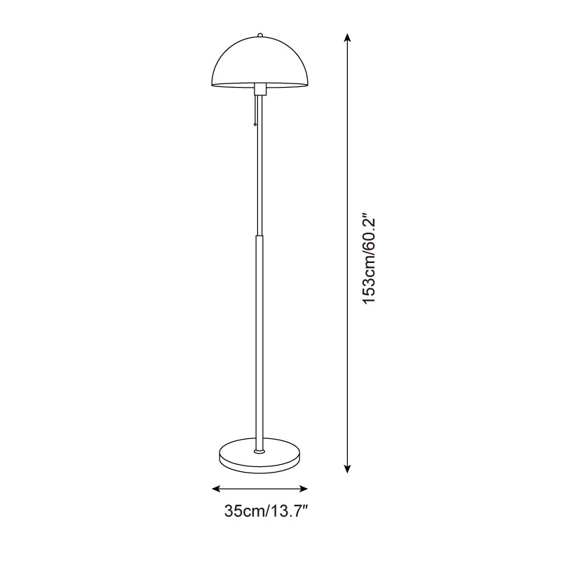 Modern Dome Shade Floor Lamp with Slim Metal Stand
