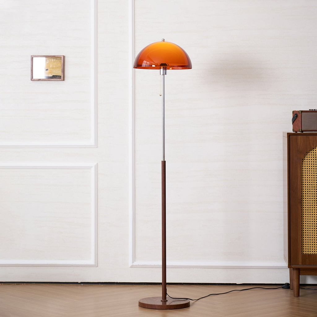 Modern Dome Shade Floor Lamp with Slim Metal Stand
